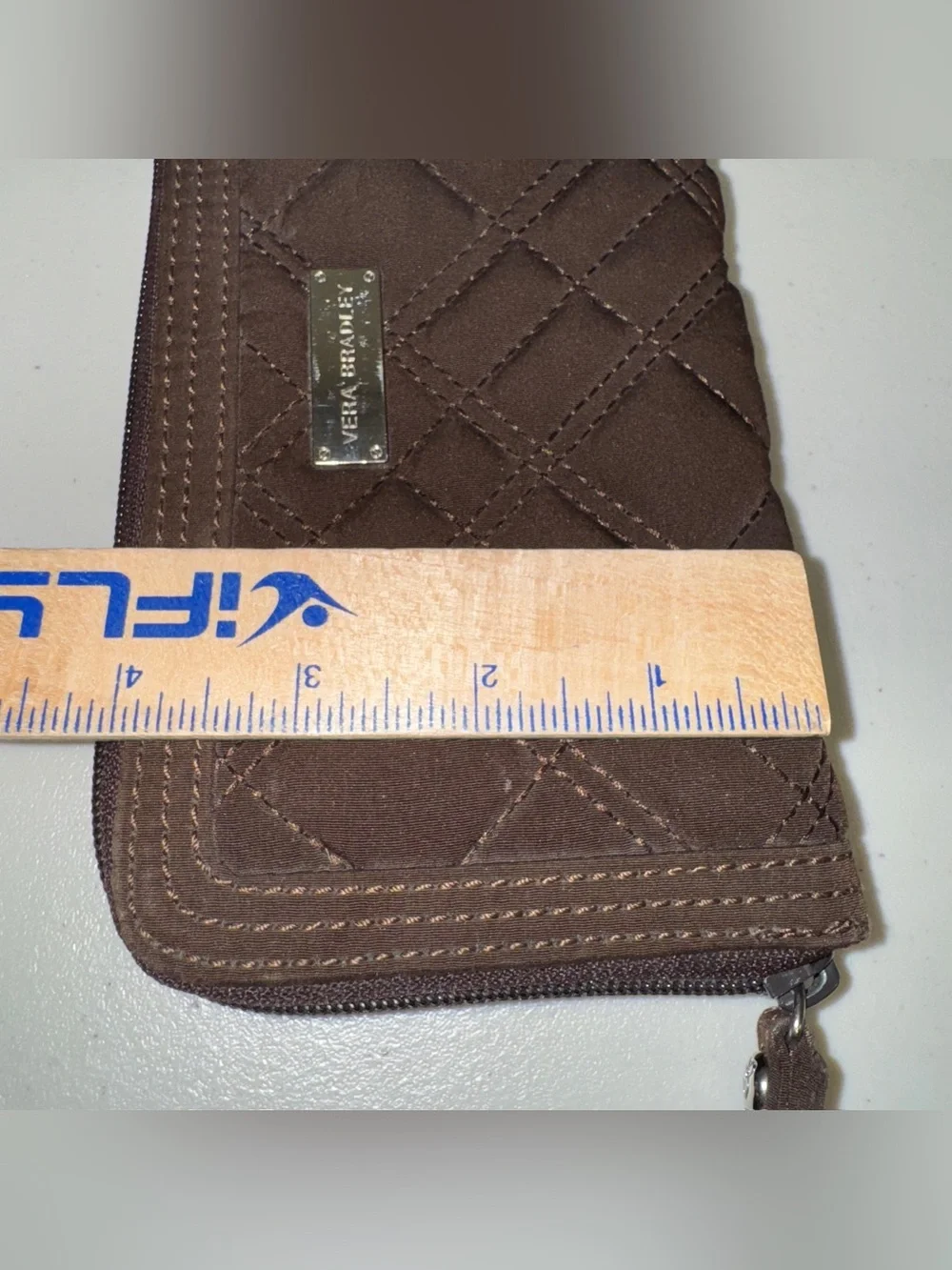 VERA BRADLEY Wallet Quilted Brown Zip Money Holder Zebra Stripe Chocolate Classi - Picture 8 of 10